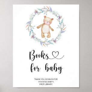 Affiche Aquarelle petit ours, livres pour bébé