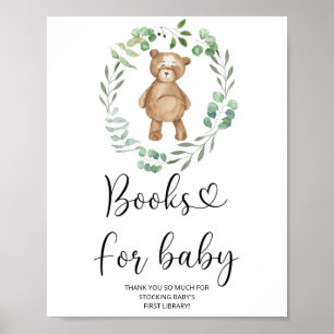 Affiche Aquarelle petit ours, livres pour bébé