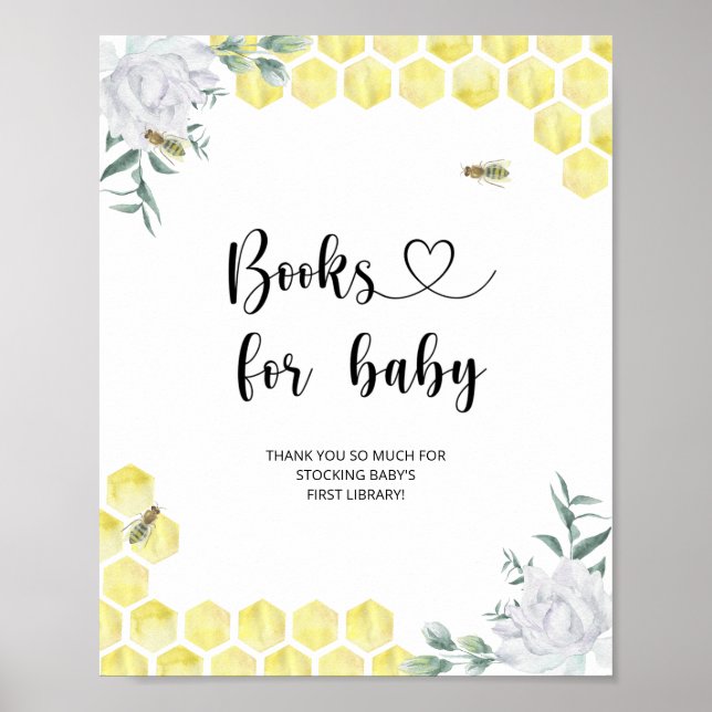 Affiche Aquarelle petite abeille, livres pour bébé (Devant)
