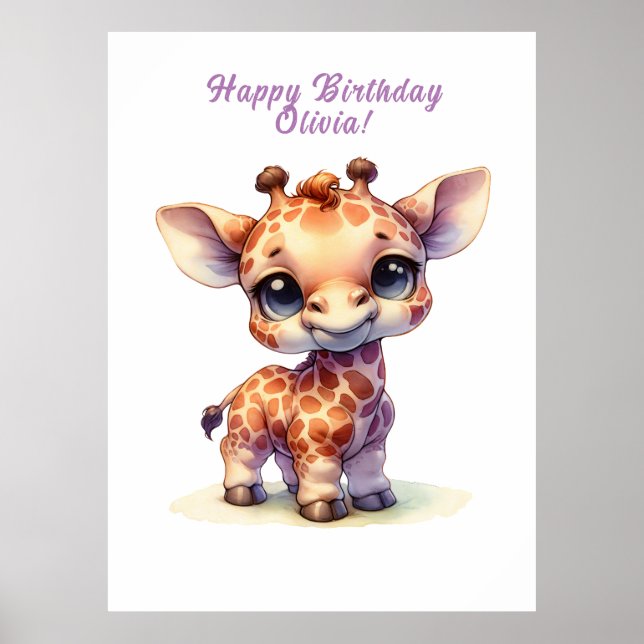 Affiche Aquarelle petite girafe (Devant)