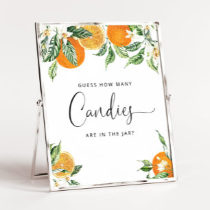 Affiche Aquarelle petite mignonne devinez combien de bonbo