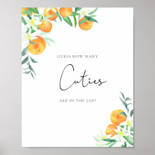 Affiche Aquarelle petits oranges, devinez combien de bébés