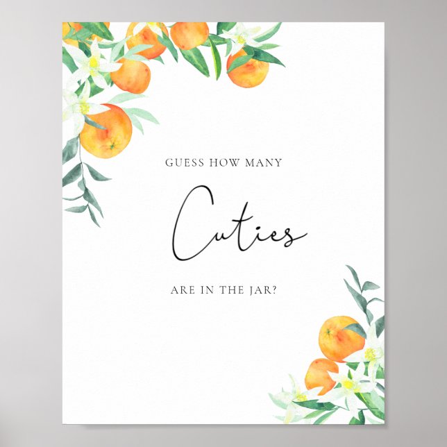 Affiche Aquarelle petits oranges, devinez combien de bébés (Devant)