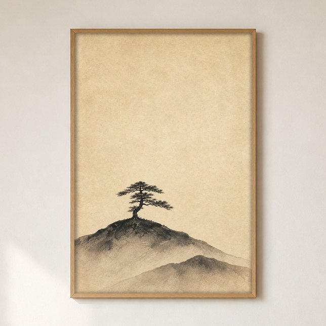 Affiche aquarelle Pin Ink sur la crête (Shown framed for scale. Poster ships unframed; frames are an optional add-on.)