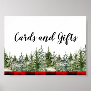 Affiche Aquarelle Pine verte et Buffle rouge Plaid