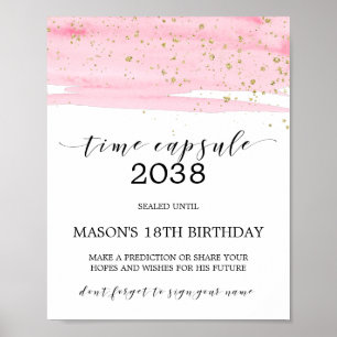 Affiche Aquarelle Pink Blush & Gold Time