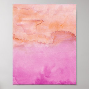 Affiche Aquarelle Pink Orange Duo peinture Abstraite