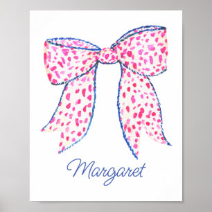Affiche Aquarelle Pink Poka Dot Bow