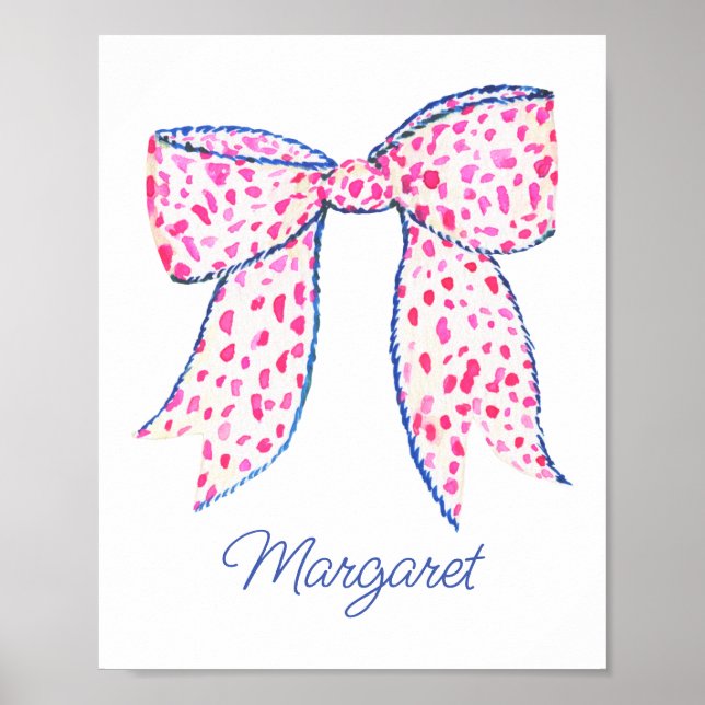 Affiche Aquarelle Pink Poka Dot Bow (Devant)