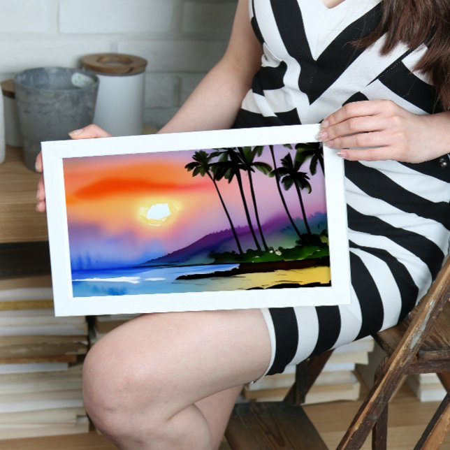 Affiche Aquarelle Pittoresque de plage Tropical (Créateur téléchargé)