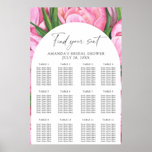 Affiche Aquarelle pivoines fleurs plan de siège