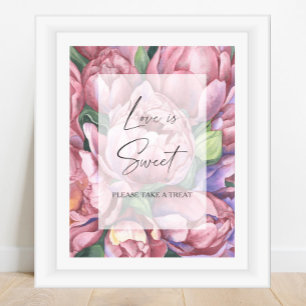 Affiche Aquarelle pivoines - l'amour est doux prendre un r