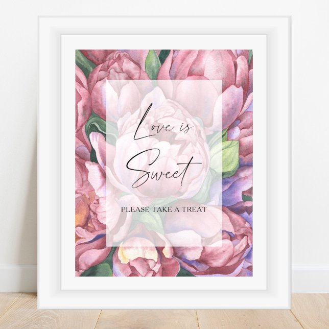 Affiche Aquarelle pivoines - l'amour est doux prendre un r (Créateur téléchargé)