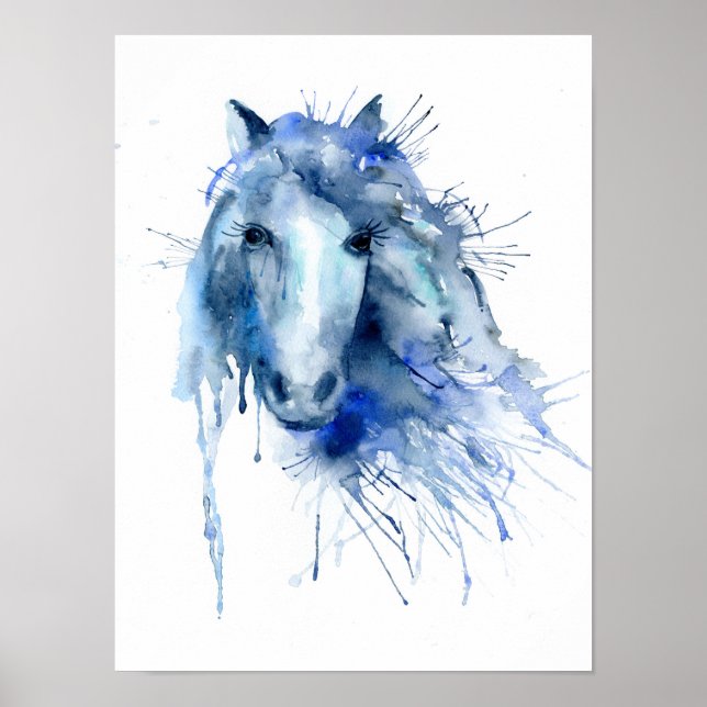 Affiche Aquarelle Portrait Abstrait Horse (Devant)