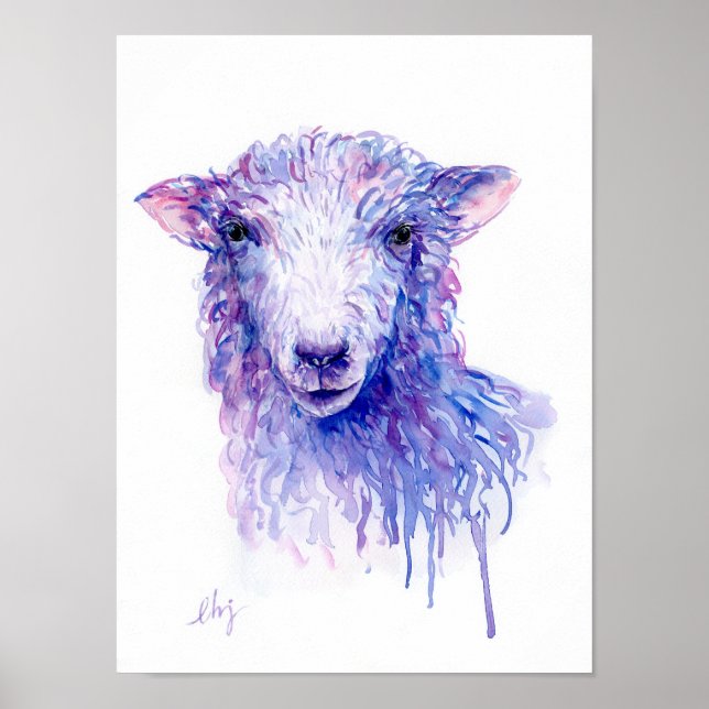 Affiche Aquarelle Portrait Abstrait mouton (Devant)