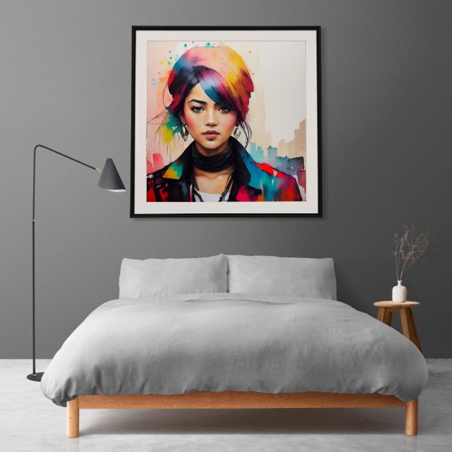 Affiche Aquarelle Portrait Minimaliste illustration Anime (Créateur téléchargé)