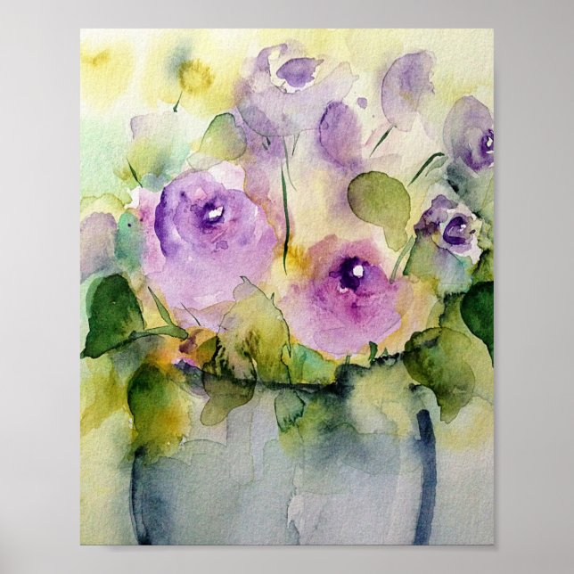 Affiche Aquarelle pourpre Bouquet (Devant)