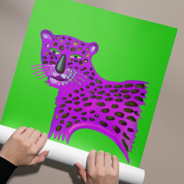 Affiche Aquarelle pourpre Cheetah AI Généré Art (Créateur téléchargé)