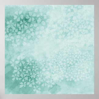 Affiche Aquarelle Primroses en vert émeraude | Rapport 1x1