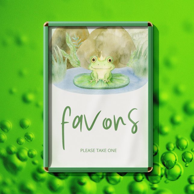 Affiche Aquarelle Princesse Grenouille Baby shower Faveurs (Créateur téléchargé)