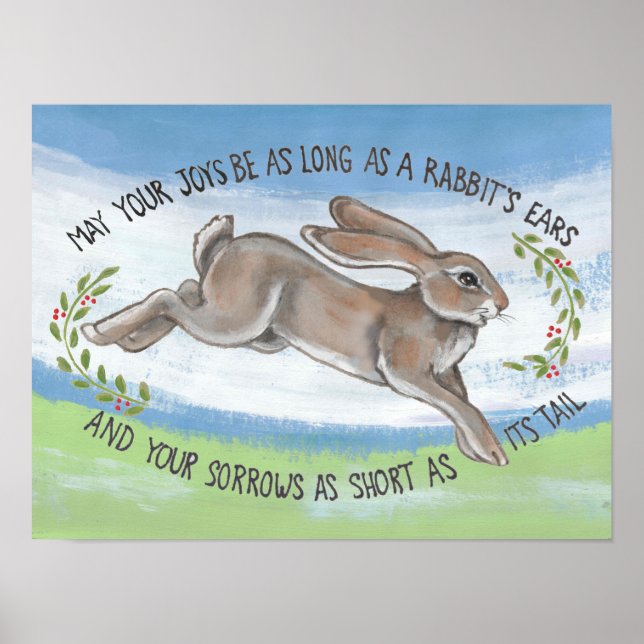 Affiche Aquarelle Rabbit Upbeat Hope Encouragement (Devant)