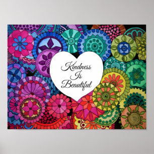 Affiche Aquarelle Rainbow Mandala avec coeur