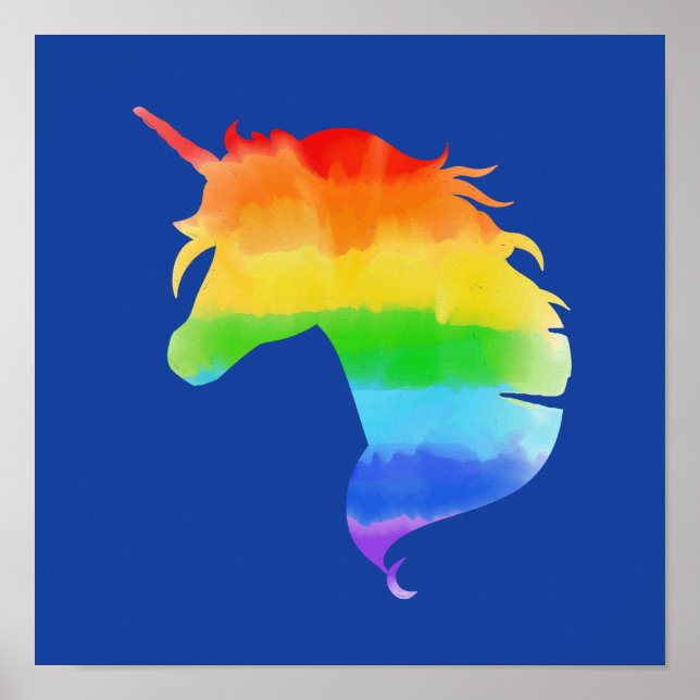Affiche Aquarelle Rainbow Unicorn (Devant)