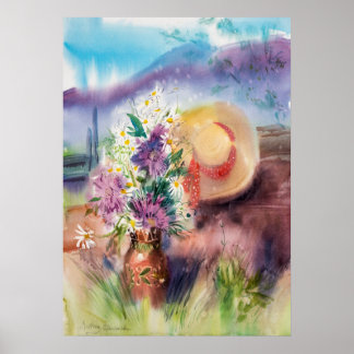 Affiche Aquarelle romantique Art Floral