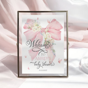 Affiche Aquarelle rose Baby shower de boue de floraux Bien