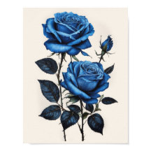 Aquarelle Rose bleue