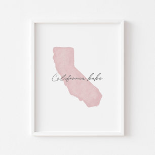 Affiche Aquarelle rose Californie imprimé bébé
