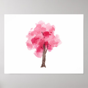 Affiche Aquarelle rose cerisier en fleurs