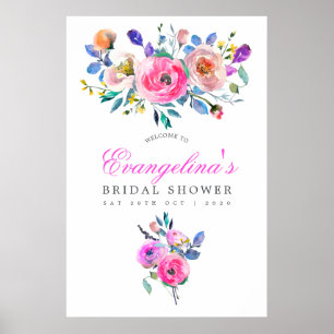 Affiche Aquarelle rose chaud Fête des mariées Florale Bien