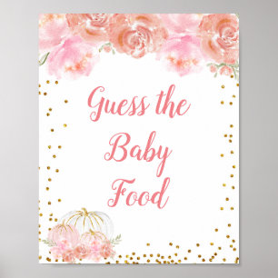 Affiche Aquarelle rose citrouille à fleurs Guess the Baby