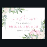 Affiche Aquarelle rose Citrouille automne nuptiale Brunch<br><div class="desc">Bienvenue aux invités à votre événement avec ce panneau de bienvenue personnalisable pour le brunch nuptial. Citrouille rose aquarelle, feuilles d'eucalyptus, fleurs blanches et autres accents de verdure. Personnalisez ce signe de bienvenue pour un brunch nuptial verdoyant en ajoutant vos propres détails. Ce panneau de bienvenue citrouille est parfait pour...</div>