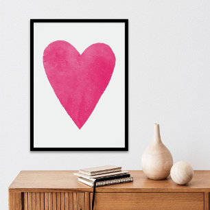 Affiche Aquarelle rose Coeur Saint-Valentin Imprimer