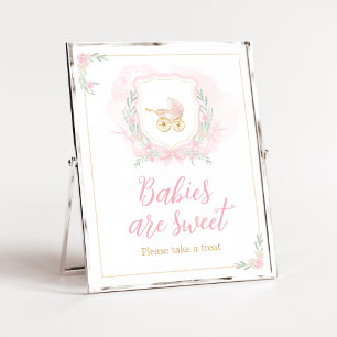 Affiche Aquarelle rose Crest Baby shower Les bébés sont do