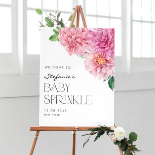 Affiche Aquarelle rose Dahlia Baby Sprinkl Bienvenue