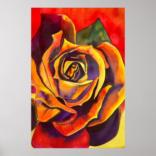 Affiche Aquarelle Rose d'or (Devant)