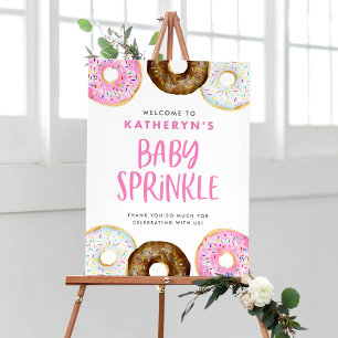 Affiche Aquarelle rose et chocolat beignets Bébé arroser