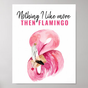 Affiche Aquarelle rose exotique moderne Flamant rose cadea