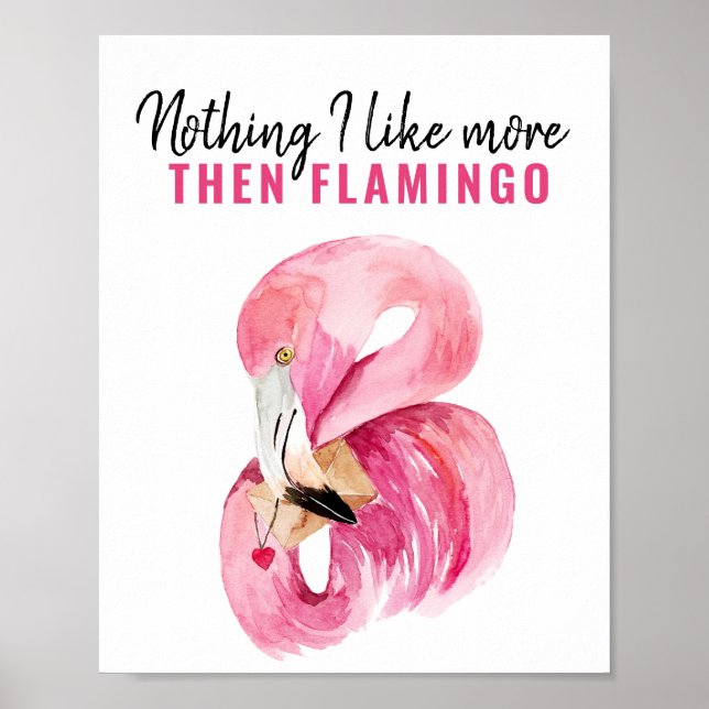 Affiche Aquarelle rose exotique moderne Flamant rose cadea (Devant)