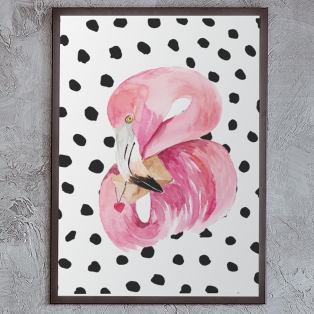 Affiche Aquarelle rose exotique moderne Flamant rose & poi (Créateur téléchargé)
