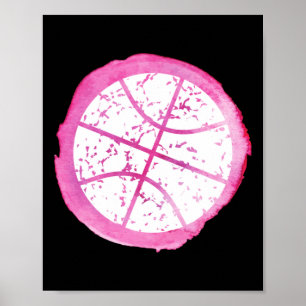 Affiche Aquarelle rose fille de basket
