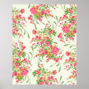Affiche aquarelle rose fleur motif abstrait, art, dos