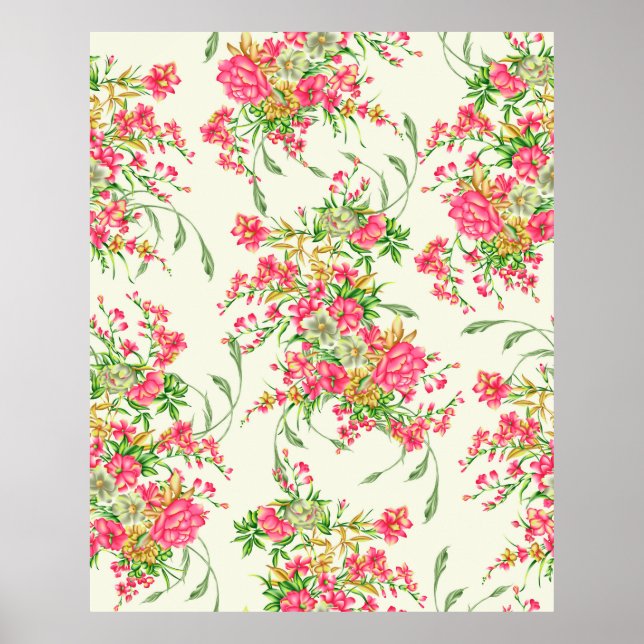 Affiche aquarelle rose fleur motif abstrait, art, dos (Devant)