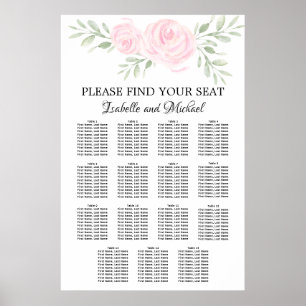 Affiche Aquarelle rose Floral 15 tables