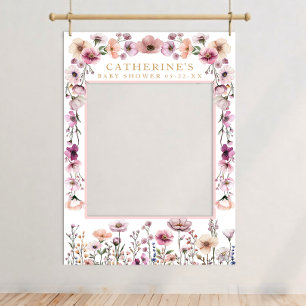 Affiche Aquarelle rose Floral Baby shower Photo Booth
