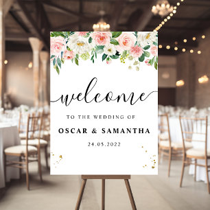 Affiche Aquarelle rose moderne Beauté Fleurs et gouttes d'