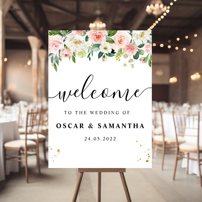 Affiche Aquarelle rose moderne Beauté Fleurs et gouttes d' (Créateur téléchargé)